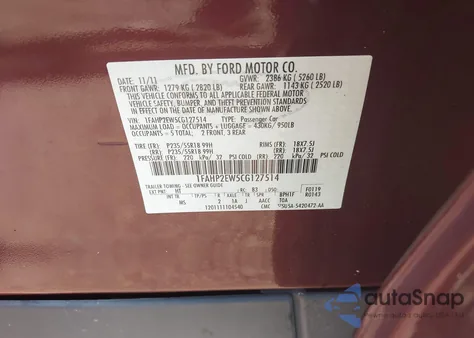 2012 Ford Taurus Sel z USA, uszkodzony, nr VIN 1FAHP2EW5CG127514